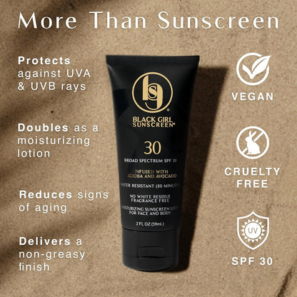 Face & Body Moisturizing Sunscreen Lotion SPF 30 for Melanin Rich Skin, Leaves No White Cast (Spf-30-4Oz)