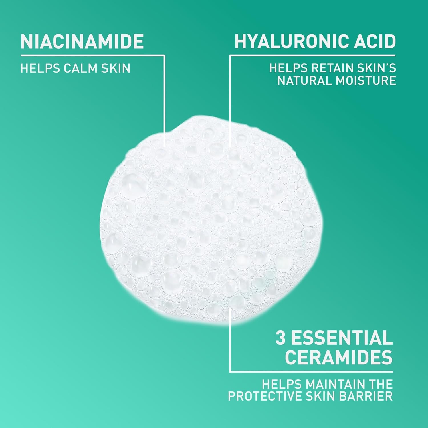 Foaming Facial Cleanser | Daily Face Wash for Oily Skin with Hyaluronic Acid, Ceramides, and Niacinamide| Fragrance Free | 16 Fluid Ounce