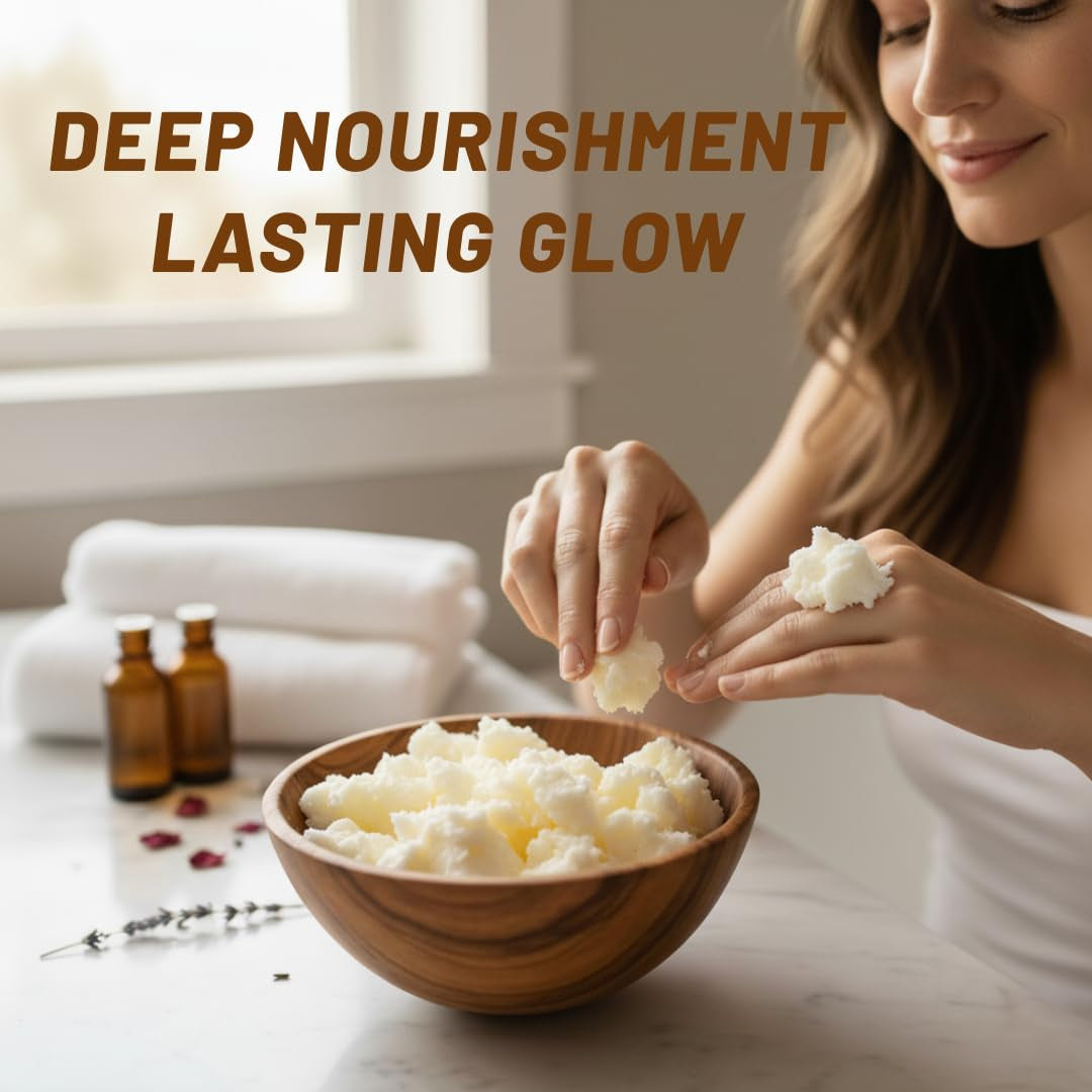 Organic Raw African Shea Butter 100% Pure,Natural & Unrefined| Skin Moisturizer for Face, Body & Hair| 1 LBS/450 GM Ivory/White Grade a | DIY Creams, Balms, Lotions, Soaps| Moisturizes Dry Skin