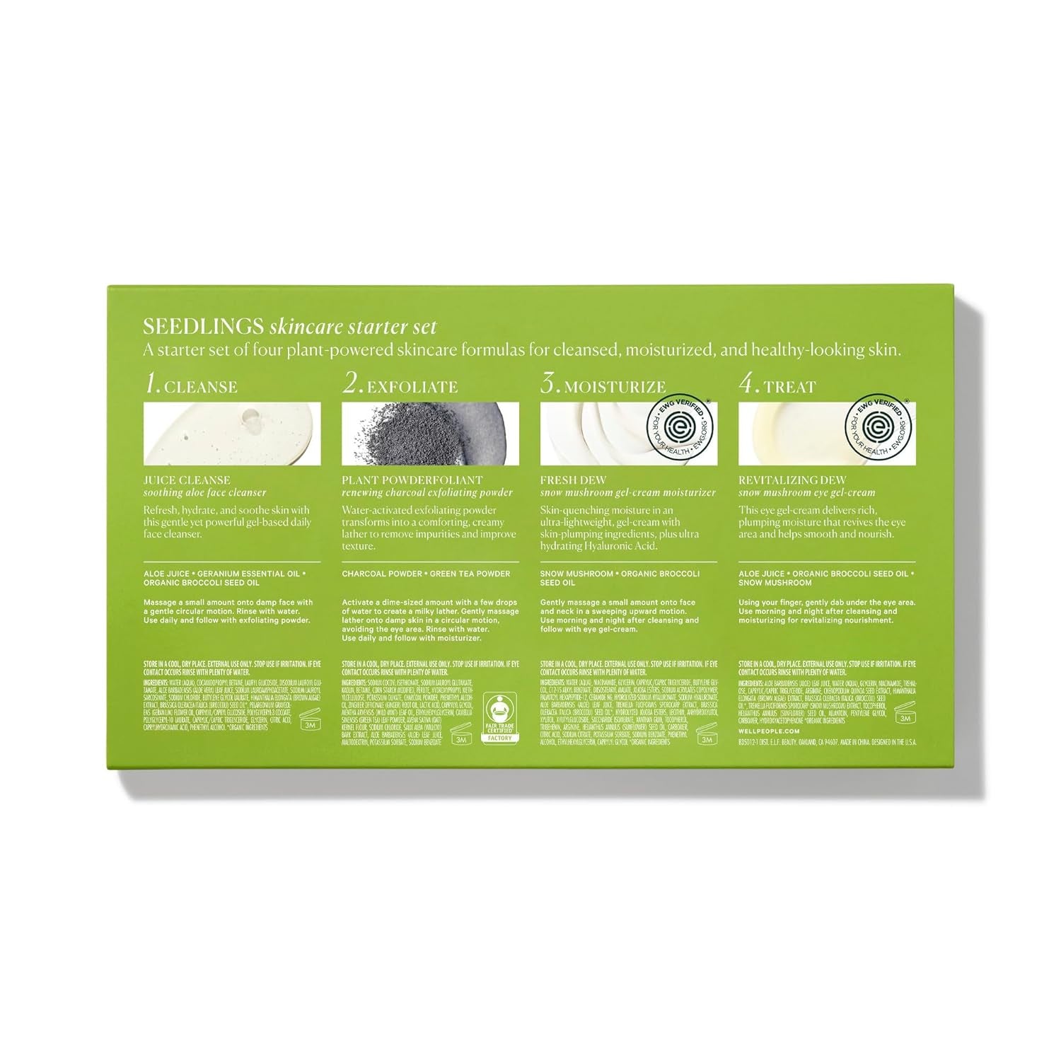 Plant Power Skincare Starter Mini Set, Step-By-Step Skincare Kit for Cleansing, Hydrating, Exfoliating & Nourishing, Vegan & Cruelty-Free